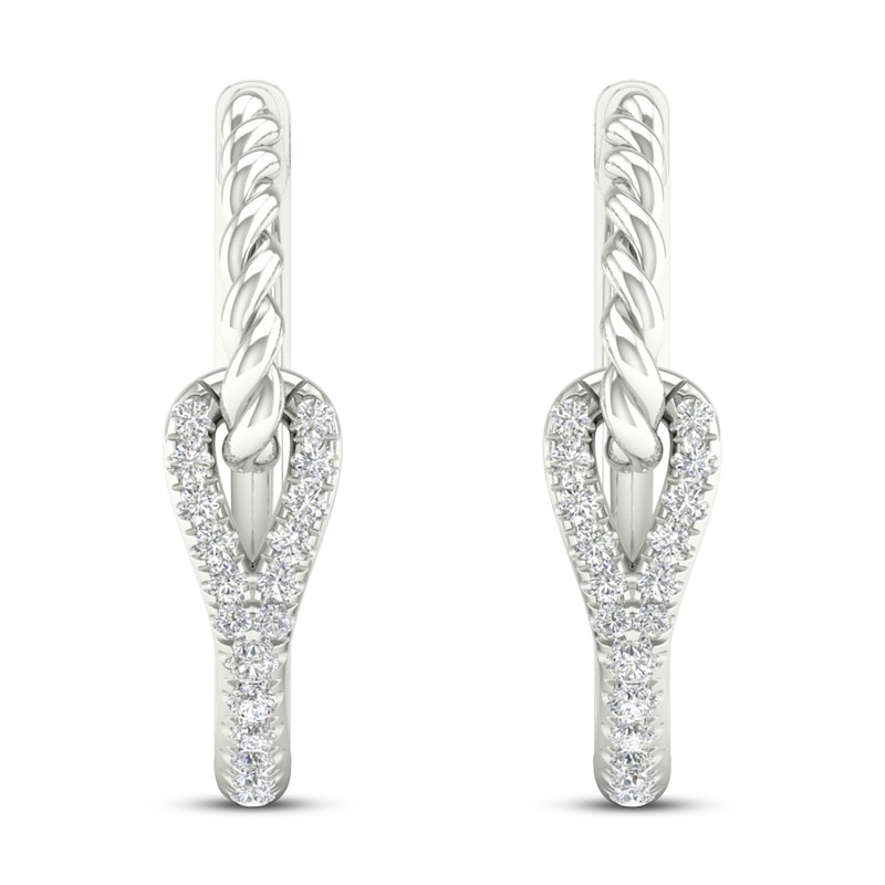 Main Image 4 of Love + Be Loved Diamond Hoop Earrings 1/5 ct tw 10K White Gold