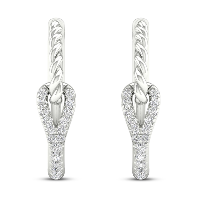 Love + Be Loved Diamond Hoop Earrings 1/5 ct tw 10K White Gold