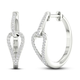 Love + Be Loved Diamond Hoop Earrings 1/6 ct tw 10K White Gold