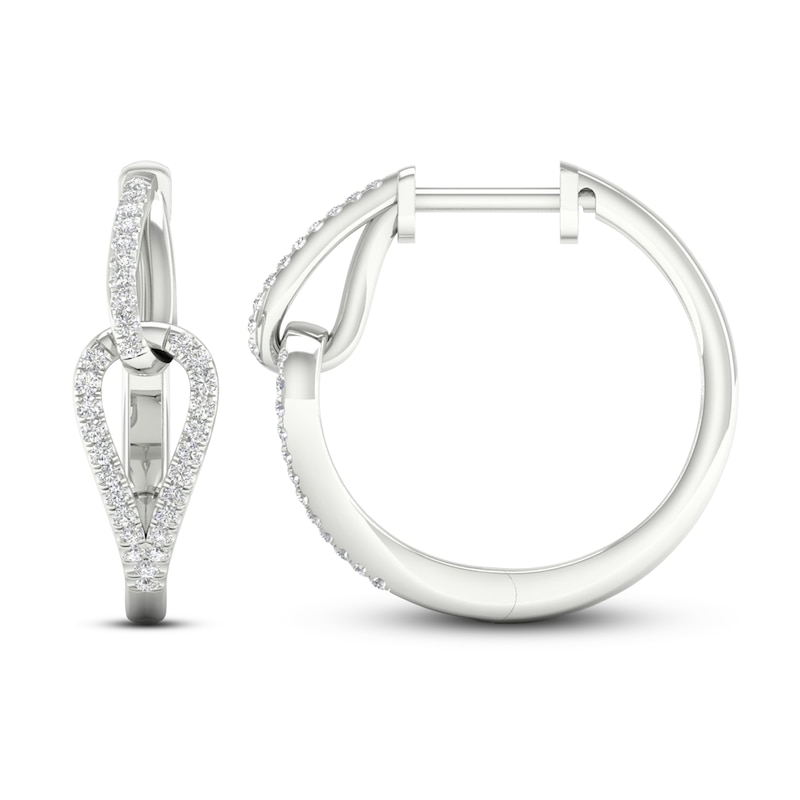 Main Image 2 of Love + Be Loved Diamond Hoop Earrings 1/6 ct tw 10K White Gold