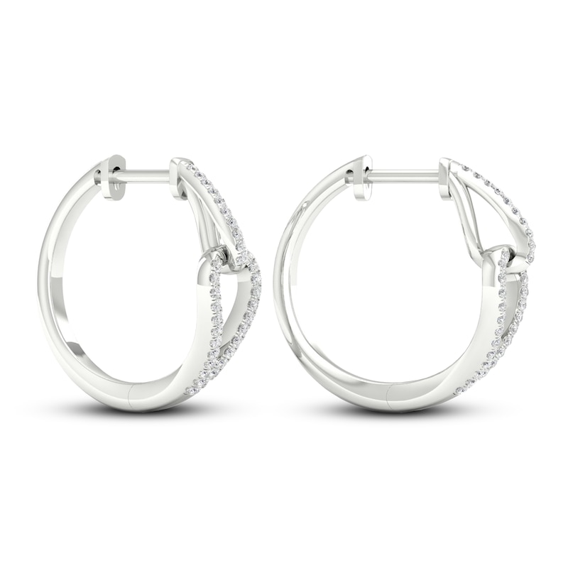 Main Image 3 of Love + Be Loved Diamond Hoop Earrings 1/6 ct tw 10K White Gold