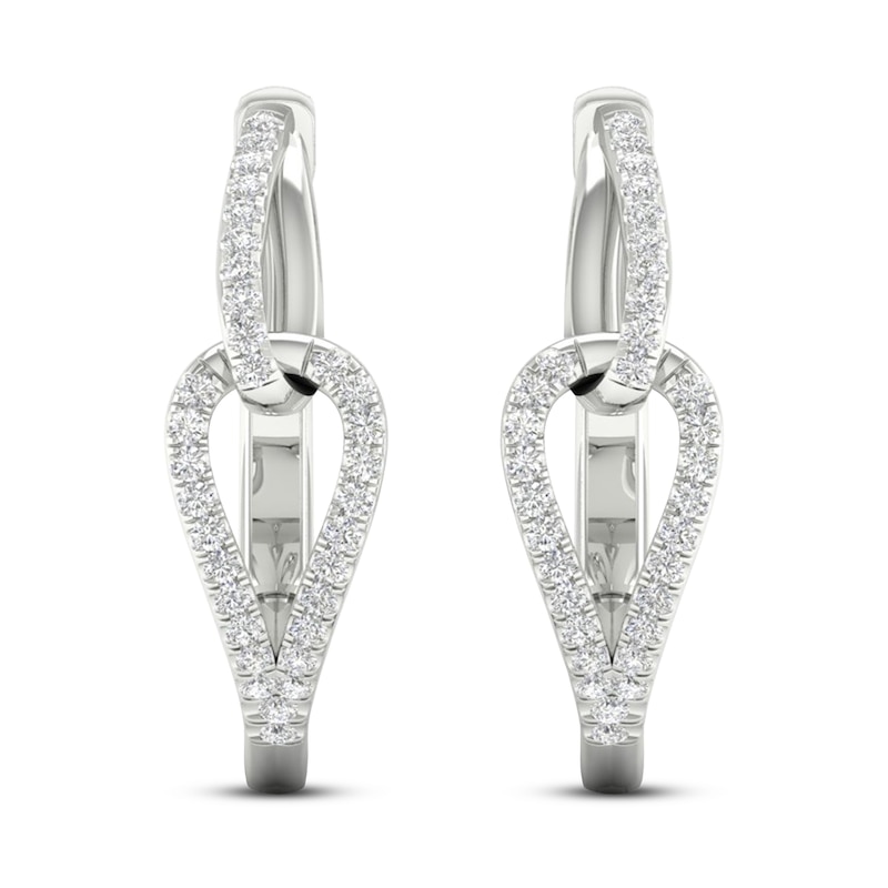 Main Image 4 of Love + Be Loved Diamond Hoop Earrings 1/6 ct tw 10K White Gold