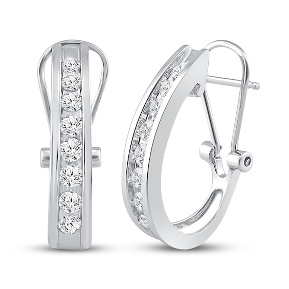 Diamond Hoop Earrings 1/2 ct tw 10K White Gold