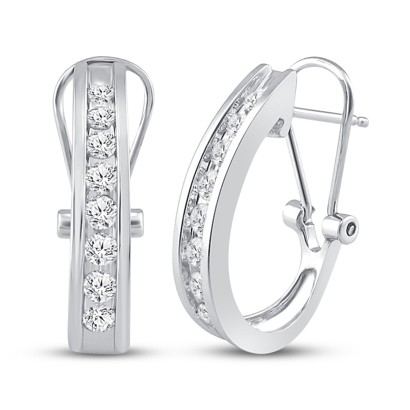 Main Image 1 of Diamond Hoop Earrings 1/2 ct tw 10K White Gold
