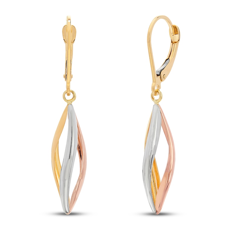 Main Image 1 of Marquise Drop Earrings 14K Tri-Tone Gold
