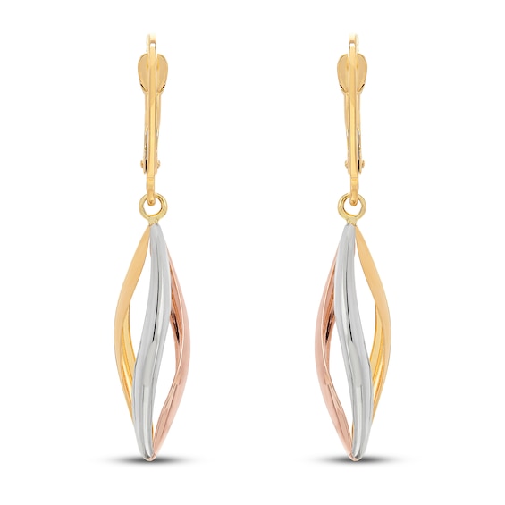 Thumbnail Image 2 of Marquise Twist Drop Earrings 14K Tri-Tone Gold