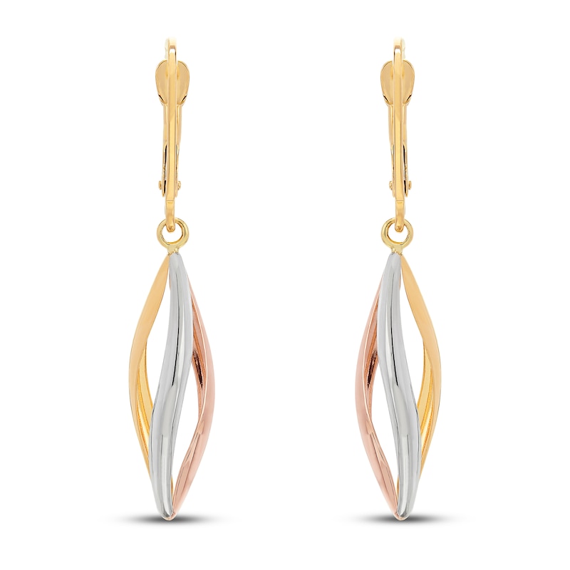 Main Image 2 of Marquise Drop Earrings 14K Tri-Tone Gold