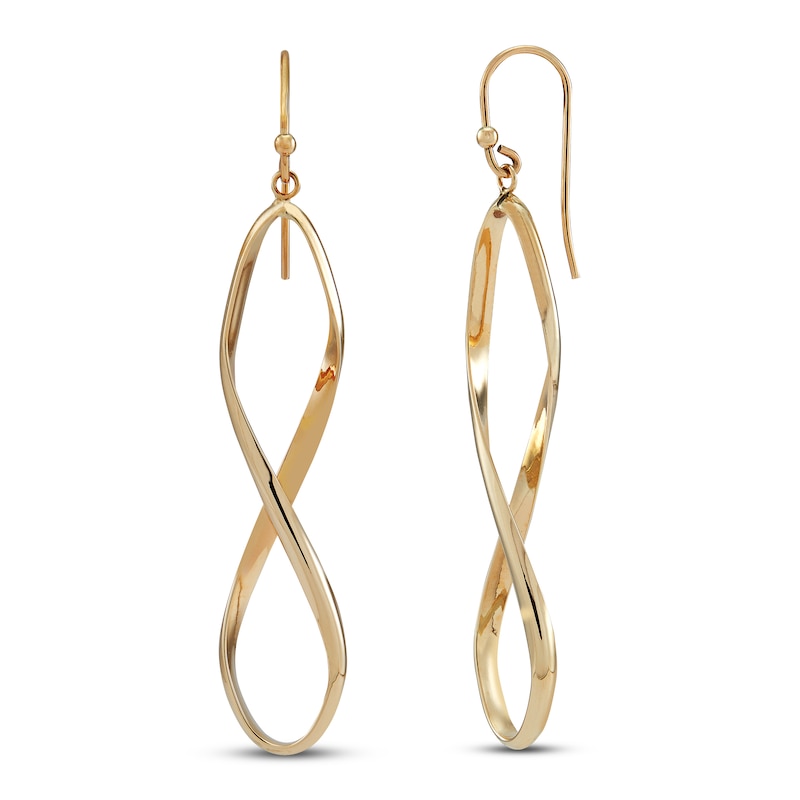 Infinity Drop Earrings 10K Yellow Gold