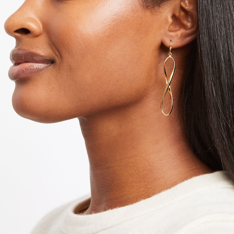 Main Image 4 of Infinity Drop Earrings 10K Yellow Gold