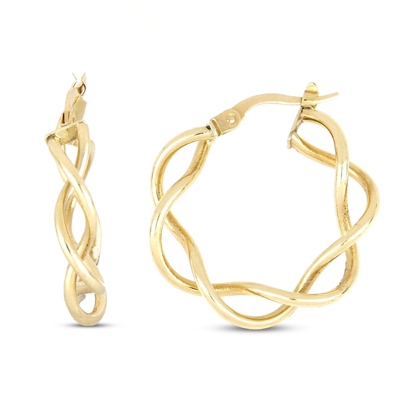 Main Image 2 of Open Tube Twist Hoop Earrings 10K Yellow Gold 30mm