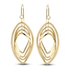 Oval Twist Dangle Earrings 14K Yellow Gold