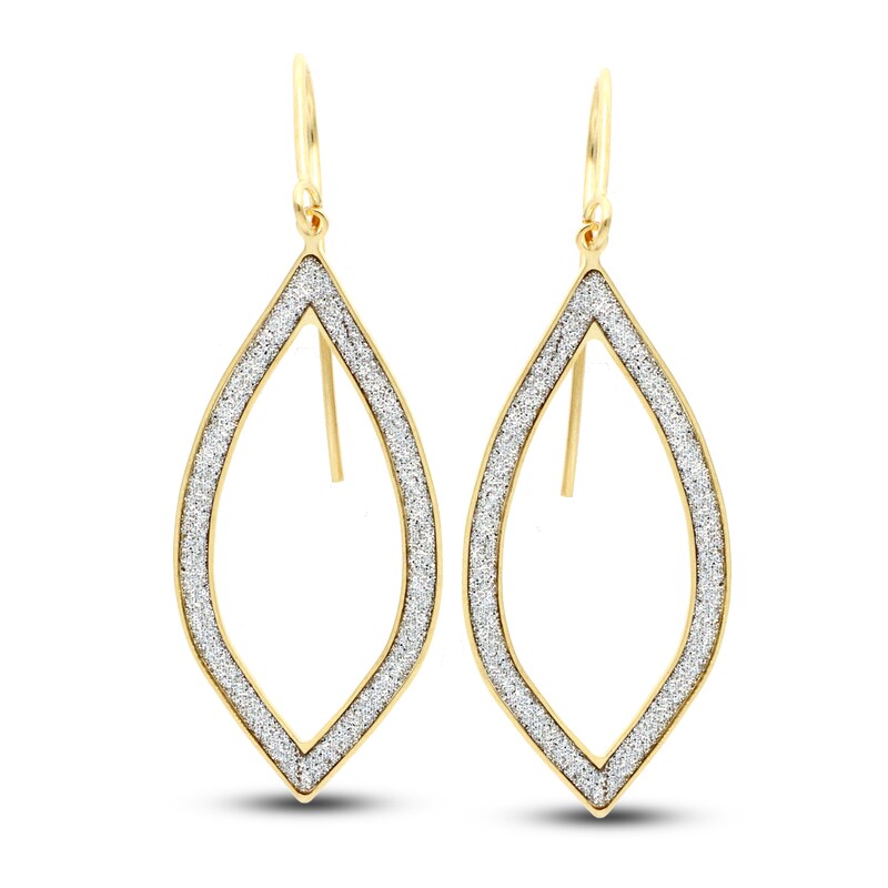 Glitter Drop Earrings 14K Yellow Gold