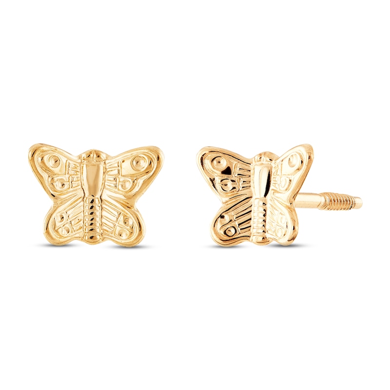 Main Image 1 of Small Butterfly Stud Earrings 14K Yellow Gold