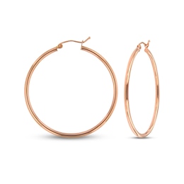 Tube Hoop Earrings 14K Rose Gold 40mm