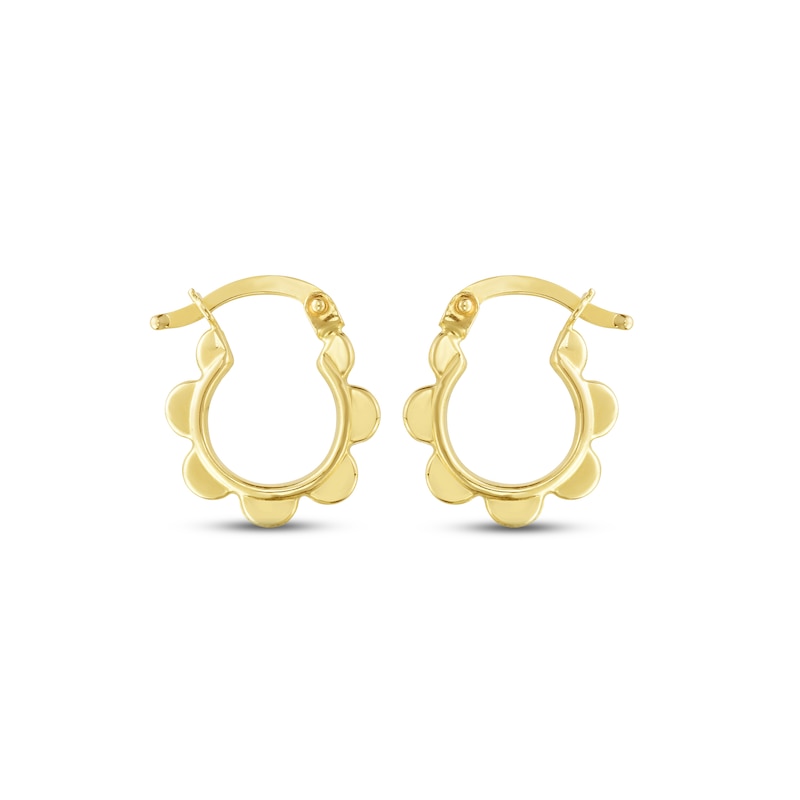 Main Image 2 of Polished Flower Hoop Earrings 14K Yellow Gold