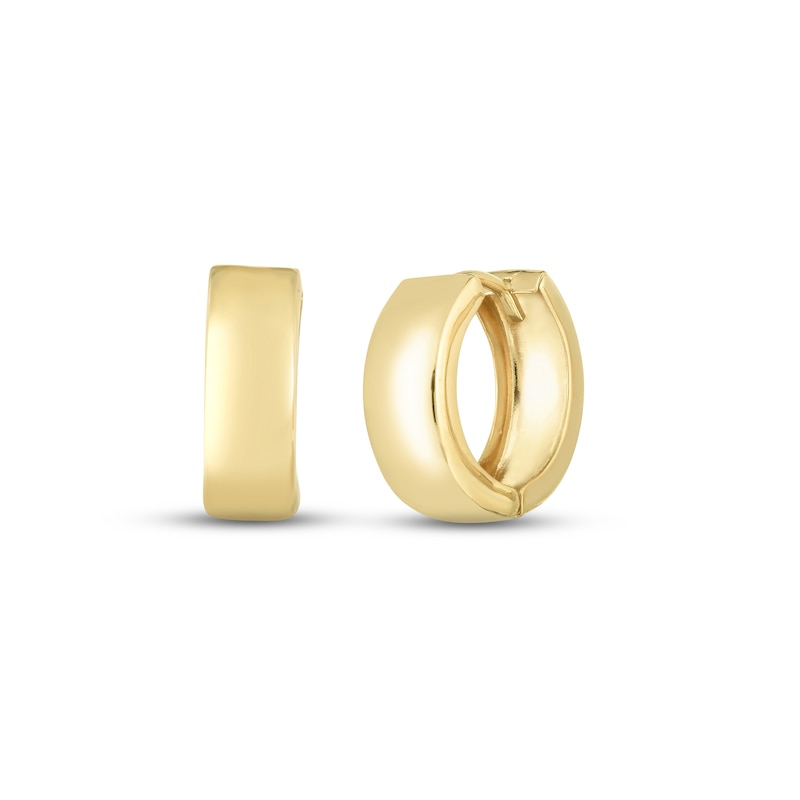 Main Image 1 of Polished Huggie Hoop Earrings 14K Yellow Gold
