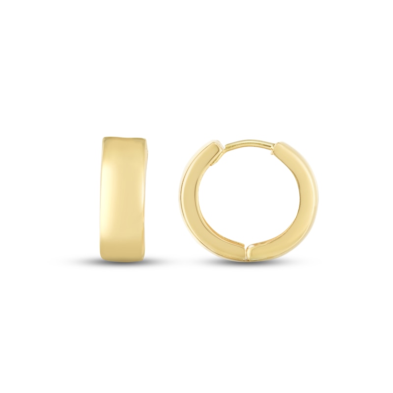 Main Image 3 of Polished Huggie Hoop Earrings 14K Yellow Gold