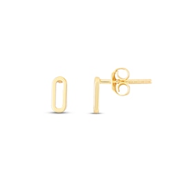 Oval Link Stud Earrings 14K Yellow Gold