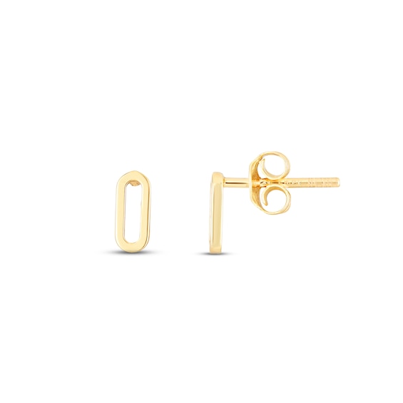 Oval Link Stud Earrings 14K Yellow Gold