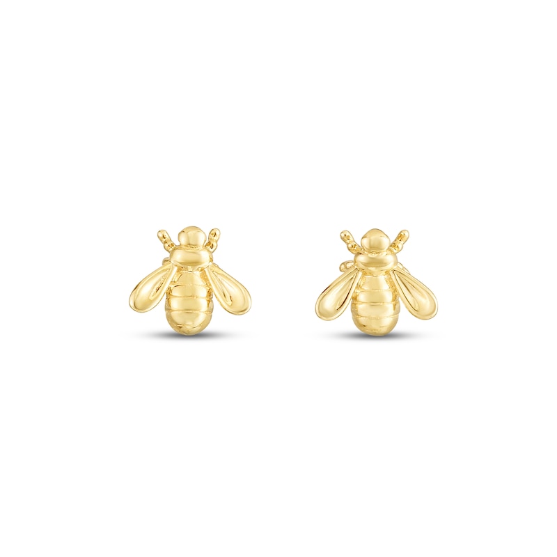 Bumblebee Stud Earrings 14K Yellow Gold