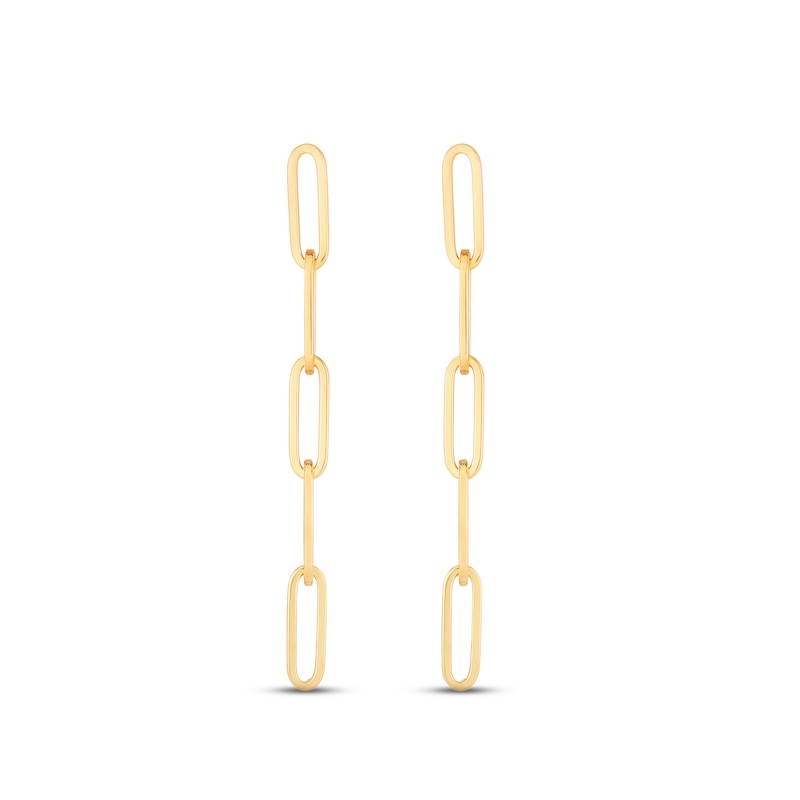 Paperclip Chain Drop Earrings 14K Yellow Gold