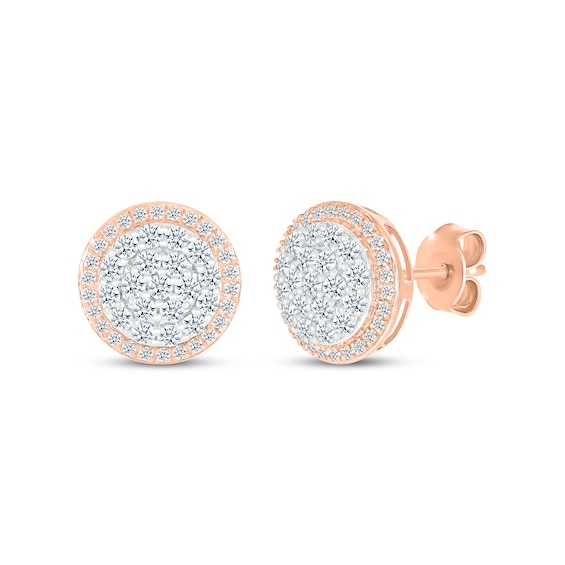 Multi-Diamond Stud Earrings 1-1/8 ct tw Round-cut 10K Rose Gold