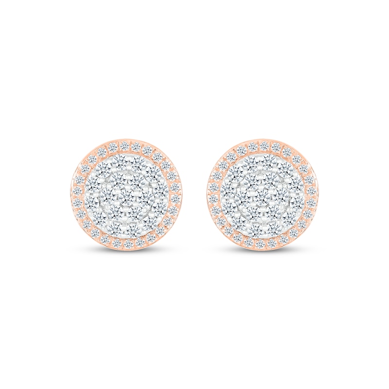 Multi-Diamond Stud Earrings 1-1/8 ct tw Round-cut 10K Rose Gold