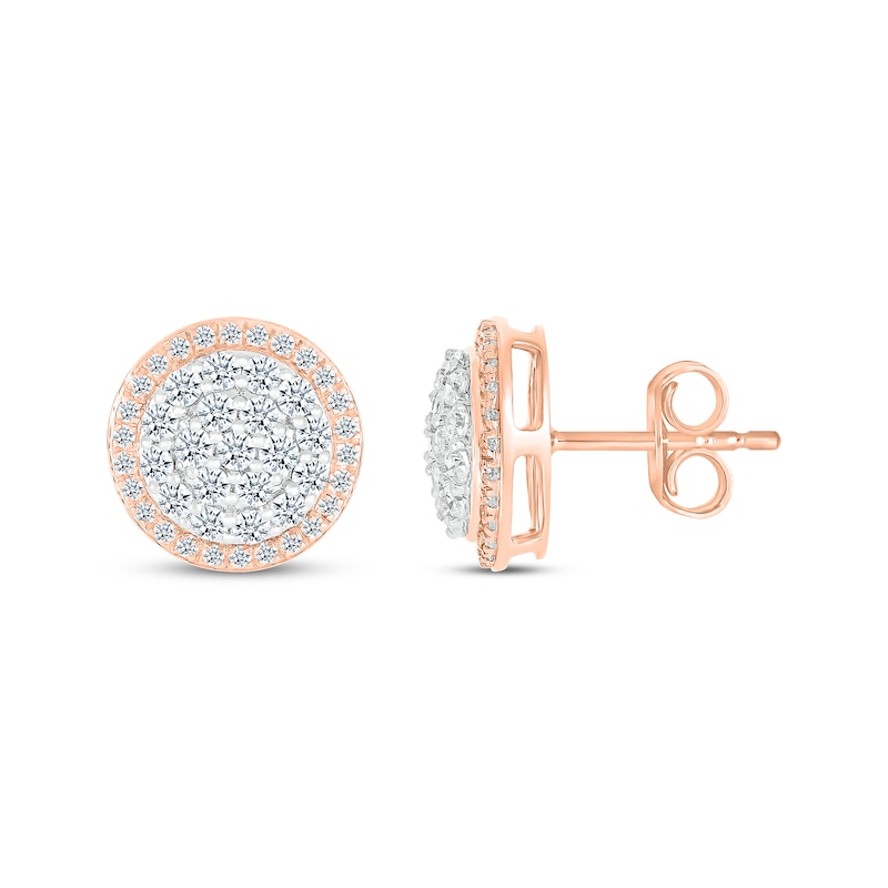 Multi-Diamond Stud Earrings 1-1/8 ct tw Round-cut 10K Rose Gold