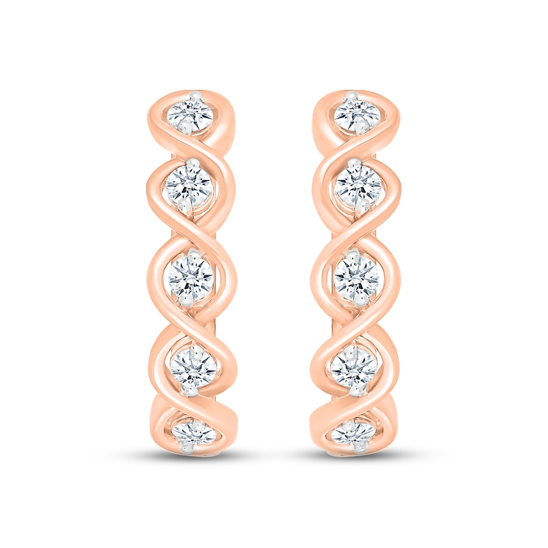 Diamond Twist Hoop Earrings 5/8 ct tw 10K Rose Gold