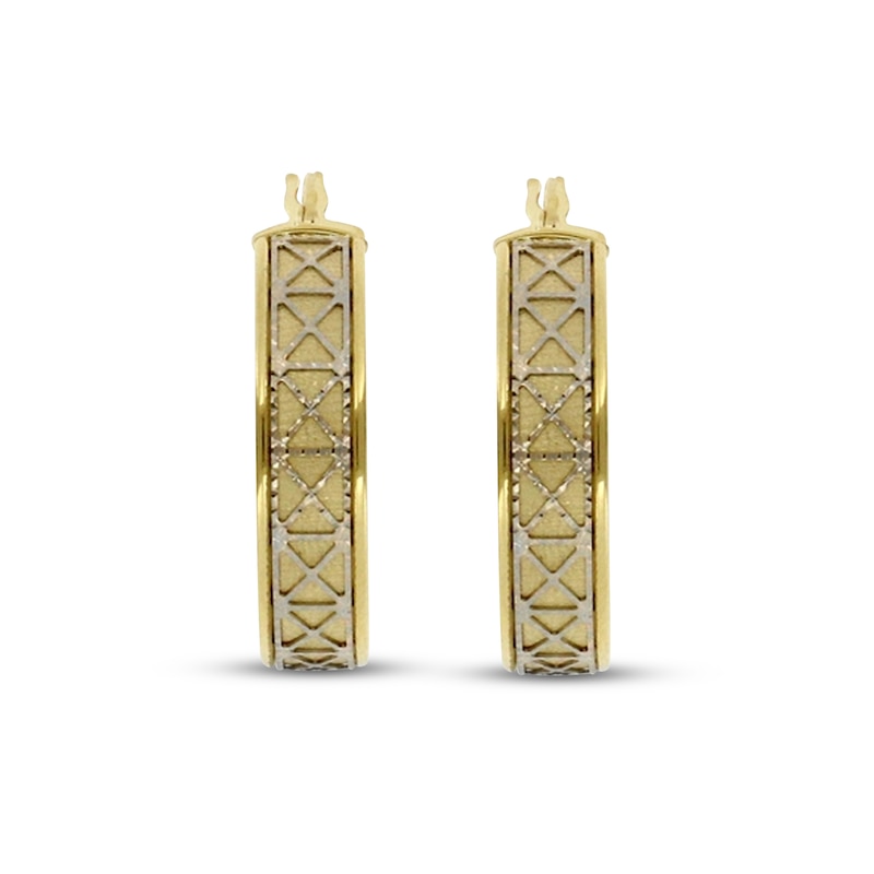 Main Image 2 of Pattern Hoop Earrings 14K Yellow Gold