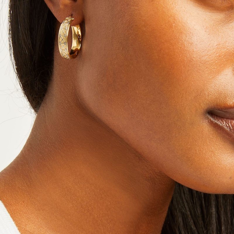 Main Image 4 of Pattern Hoop Earrings 14K Yellow Gold