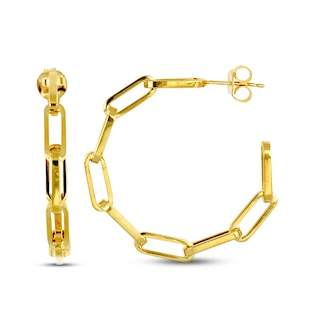 Paperclip Hoop Earrings 10K Yellow Gold 25mm