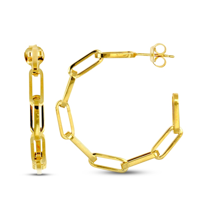 Main Image 1 of Paperclip Hoop Earrings 10K Yellow Gold 25mm