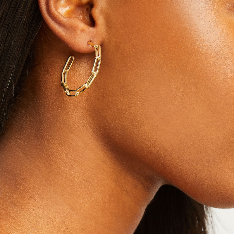 Paperclip Hoop Earrings 10K Yellow Gold 25mm