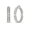 Thumbnail Image 1 of Glitter Hoop Earrings 14K White Gold 20mm