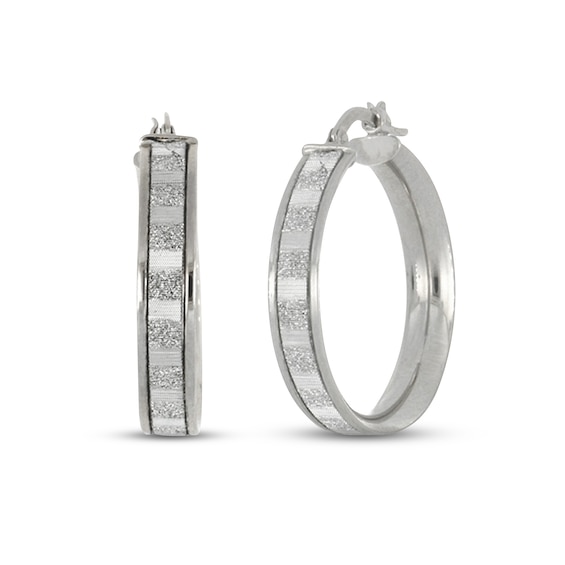 Kay Glitter Hoop Earrings 14K White Gold 20mm