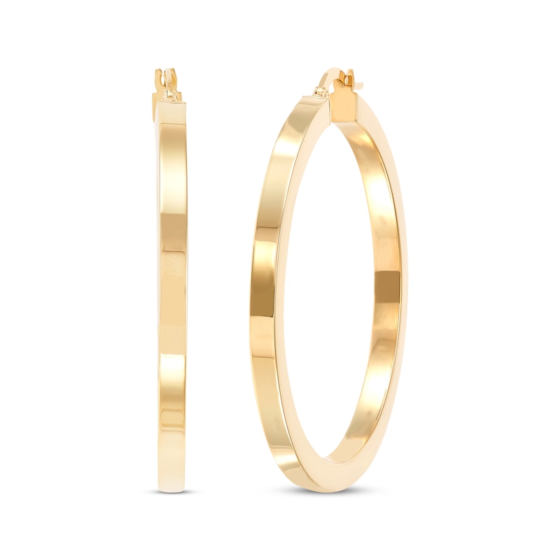 Main Image 1 of Square Hoop Earrings 10K Yellow Gold 40mm