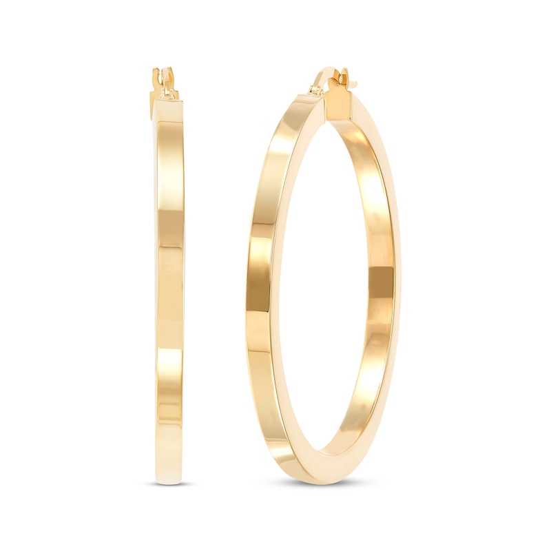 Square Hoop Earrings 10K Yellow Gold 40mm