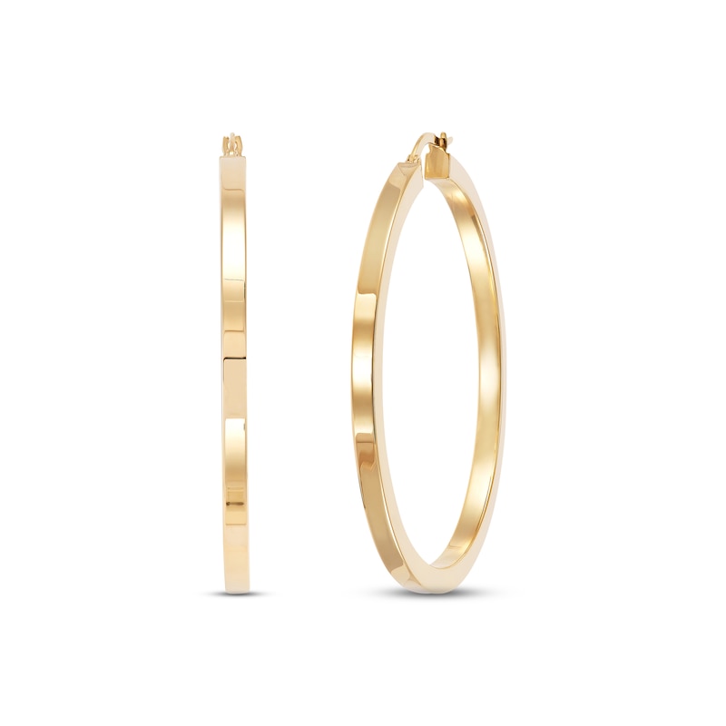 Main Image 1 of Square Hoop Earrings 10K Yellow Gold 50mm