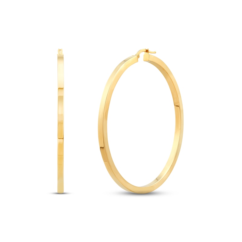 Main Image 1 of Square Hoop Earrings 10K Yellow Gold 60mm