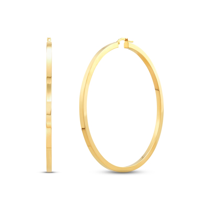 Main Image 1 of Square Hoop Earrings 10K Yellow Gold 70mm