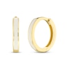 Thumbnail Image 1 of White Enamel Huggie Hoop Earrings 14K Yellow Gold