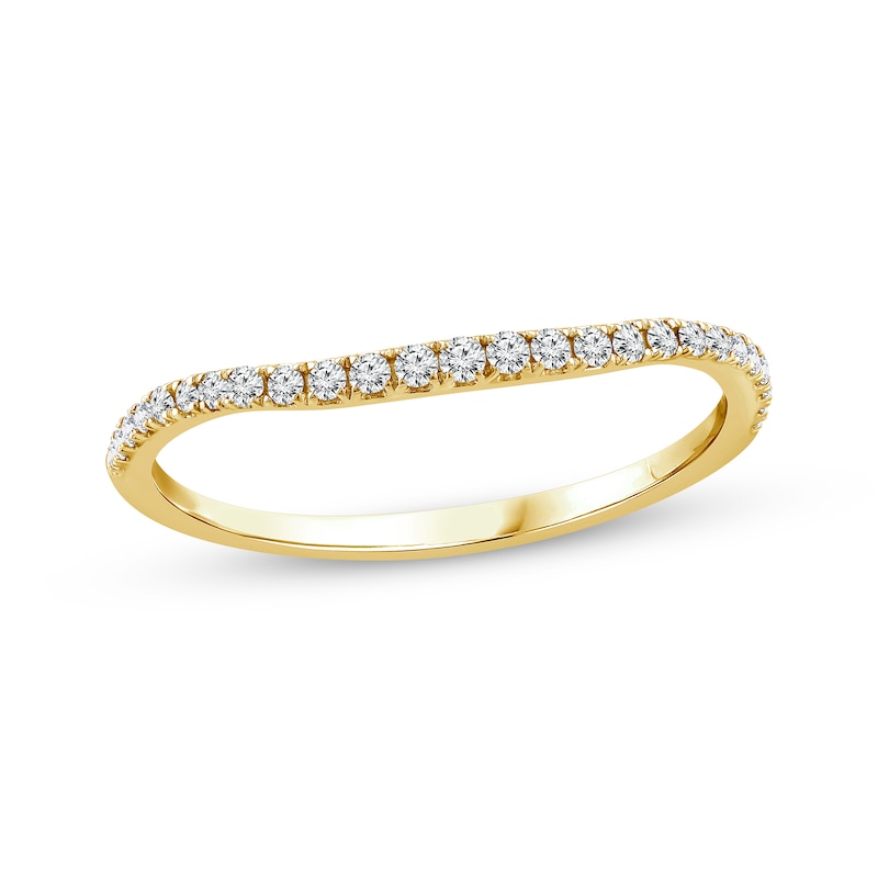 Diamond Curved Wedding Band 1/6 ct tw 14K Yellow Gold
