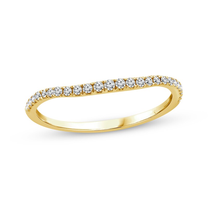 Diamond Curved Wedding Band 1/6 ct tw 14K Yellow Gold