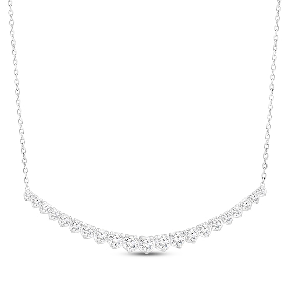 Round-Cut Lab-Grown diamond Smile Necklace 1-1/2 ct tw 14K White Gold 18"