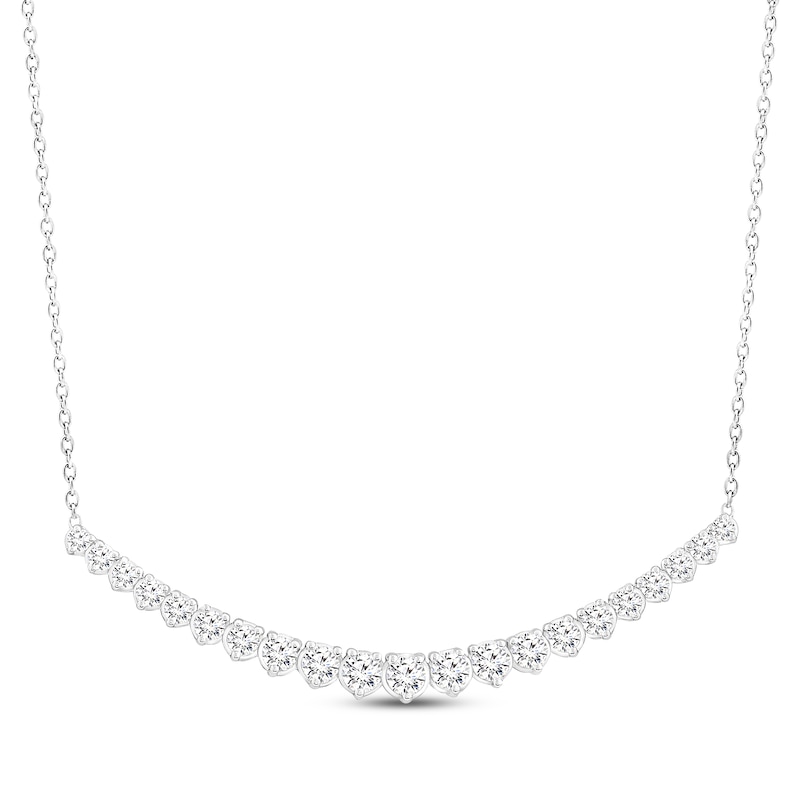 Main Image 1 of Round-Cut Lab-Grown diamond Smile Necklace 1-1/2 ct tw 14K White Gold 18"