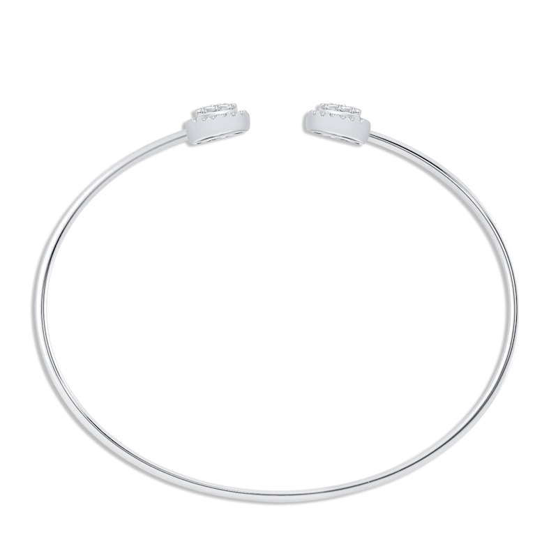 Main Image 2 of Diamond Cushion Flex Cuff Bangle Bracelet 1/2 ct tw 10K White Gold