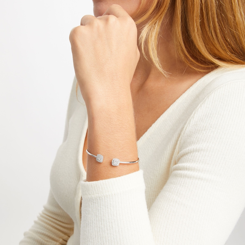 Main Image 3 of Diamond Cushion Flex Cuff Bangle Bracelet 1/2 ct tw 10K White Gold