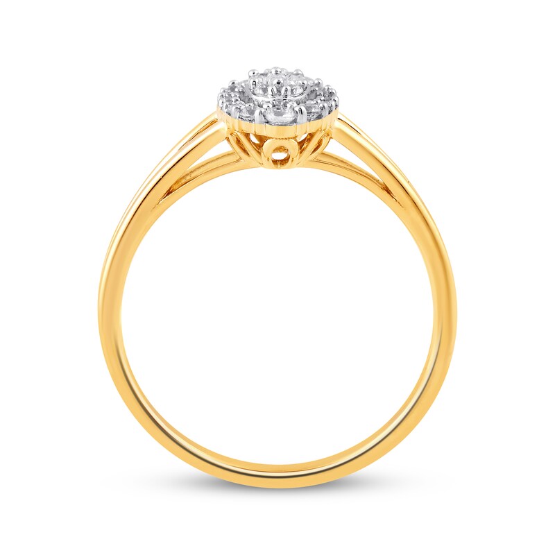 Baguette & Round-Cut Multi-Diamond Oval Frame Promise Ring 1/4 ct tw 10K Yellow Gold