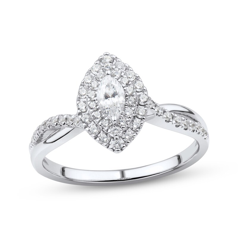 Marquise-Cut Diamond Engagement Ring 1/2 ct tw 14K White Gold